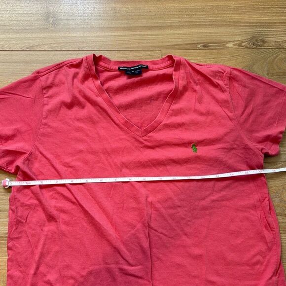 Vintage Ralph Lauren Sport salmon pink 100% Cotton T-Shirt Size Medium with gree - Picture 4 of 6